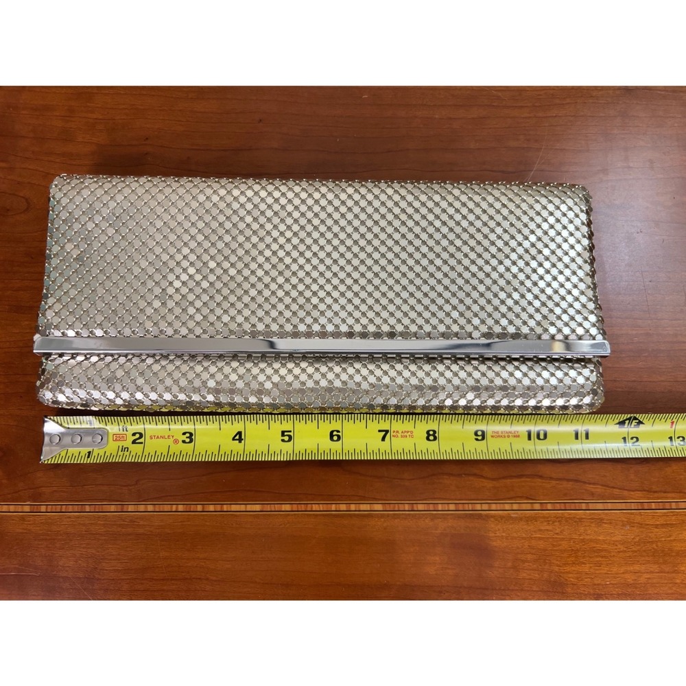 Jessica McClintock Vintage 90s Silver Metal Mesh Evening Clutch Shoulder Bag - Picture 6 of 8